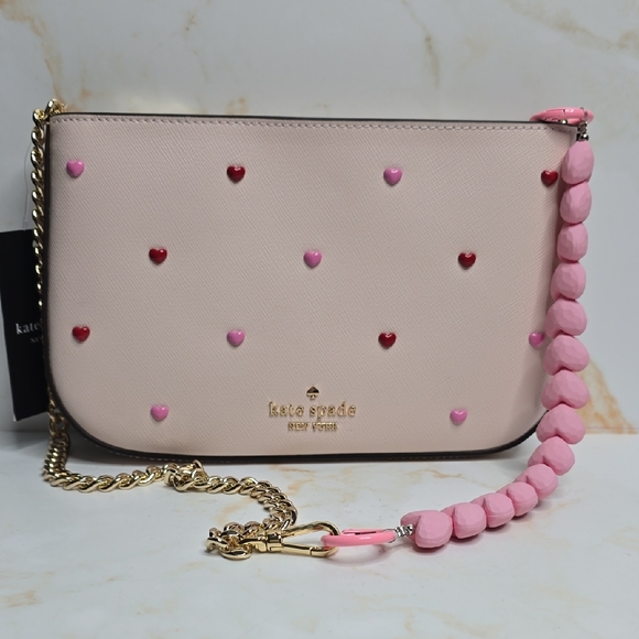 kate spade madison powdered heart studs pochette Valentines Day New With Hearts